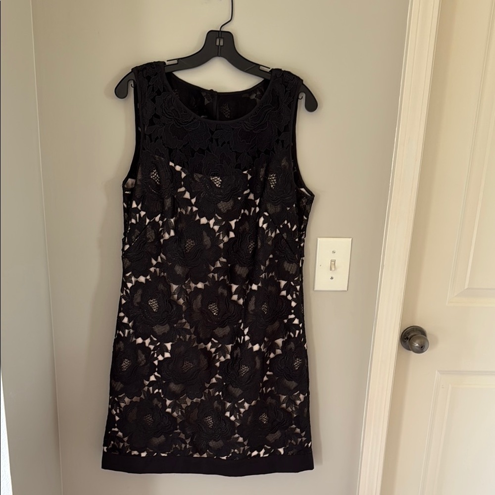White House Black Market Black and Cream Mini Dress